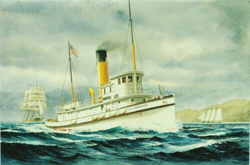 Quarantine steamer R.M. WOODWARD entering San. Fran. Bay