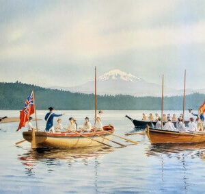 Poster of “Pacific Challenge” Whidbey meeting Galiano in 1792