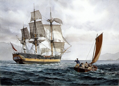 HMS DISCOVERY with a Cutter