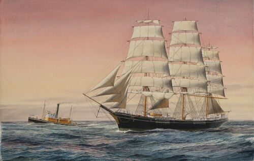 Sailing ship ST. PAUL and steam tug TACOMA